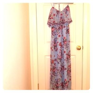 PRINCESS VERA WANG light blue floral maxi dress